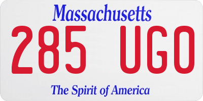 MA license plate 285UG0