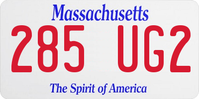 MA license plate 285UG2