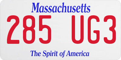 MA license plate 285UG3