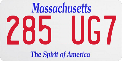 MA license plate 285UG7