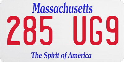 MA license plate 285UG9