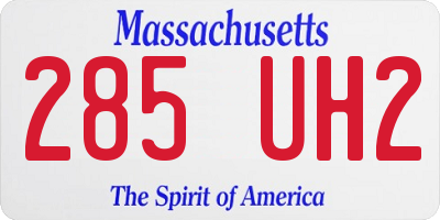 MA license plate 285UH2