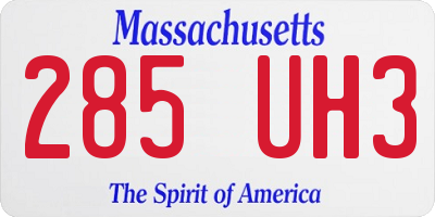 MA license plate 285UH3