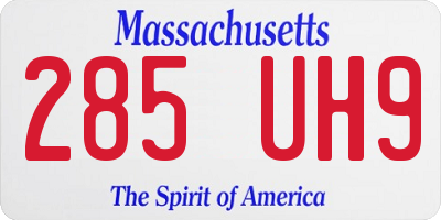 MA license plate 285UH9