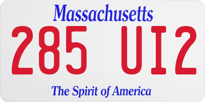 MA license plate 285UI2