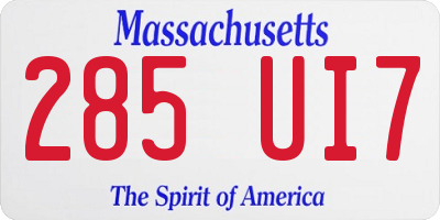 MA license plate 285UI7