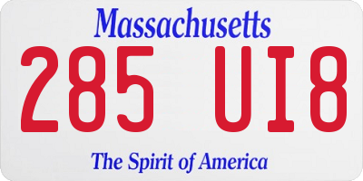 MA license plate 285UI8