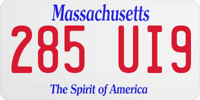 MA license plate 285UI9