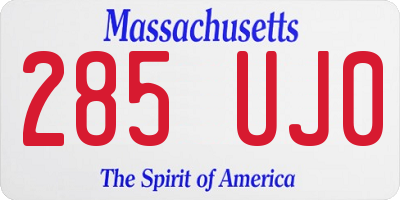 MA license plate 285UJ0