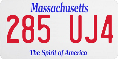 MA license plate 285UJ4