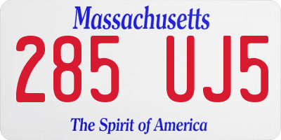 MA license plate 285UJ5