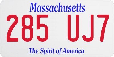 MA license plate 285UJ7