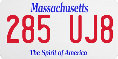 MA license plate 285UJ8