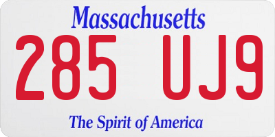 MA license plate 285UJ9