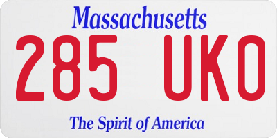 MA license plate 285UK0