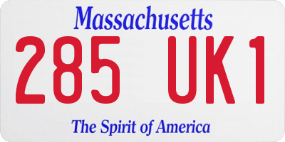 MA license plate 285UK1