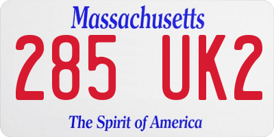 MA license plate 285UK2