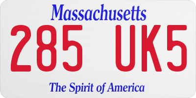 MA license plate 285UK5