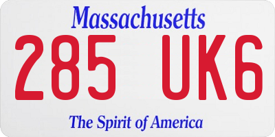 MA license plate 285UK6