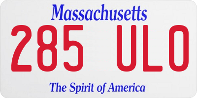 MA license plate 285UL0