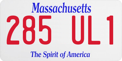 MA license plate 285UL1