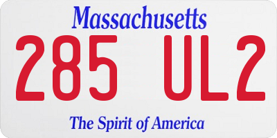 MA license plate 285UL2