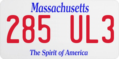 MA license plate 285UL3