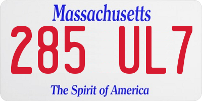 MA license plate 285UL7