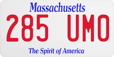 MA license plate 285UM0