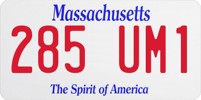 MA license plate 285UM1