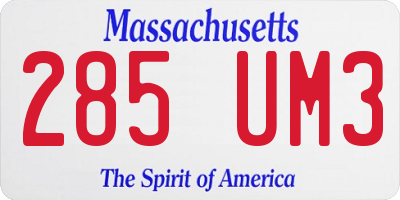 MA license plate 285UM3
