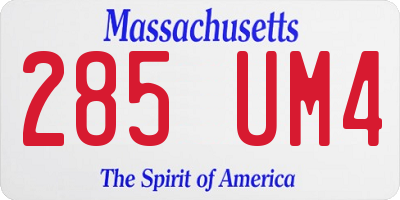 MA license plate 285UM4