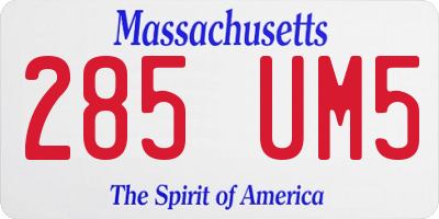 MA license plate 285UM5