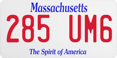 MA license plate 285UM6