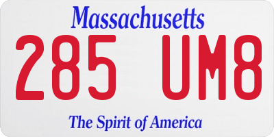 MA license plate 285UM8