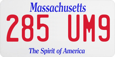 MA license plate 285UM9