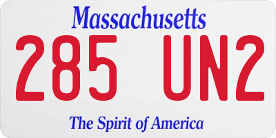 MA license plate 285UN2