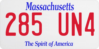 MA license plate 285UN4