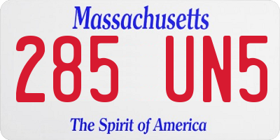 MA license plate 285UN5