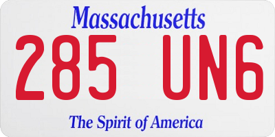 MA license plate 285UN6
