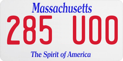 MA license plate 285UO0