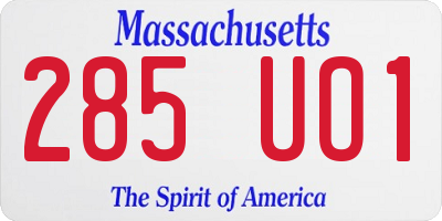 MA license plate 285UO1