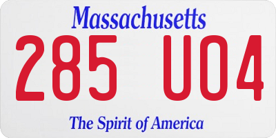 MA license plate 285UO4