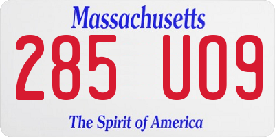 MA license plate 285UO9