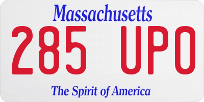 MA license plate 285UP0