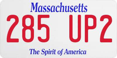 MA license plate 285UP2