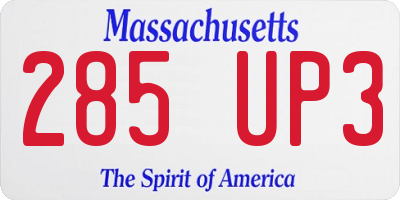 MA license plate 285UP3