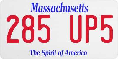 MA license plate 285UP5