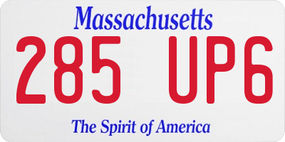 MA license plate 285UP6