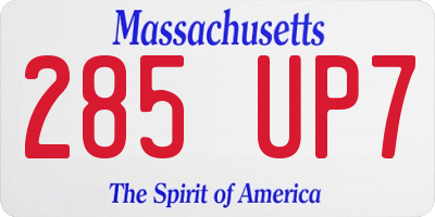 MA license plate 285UP7